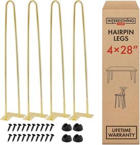 img 4 attached to 🪐 Stylish 28-Inch Gold Hairpin Legs for Dining and End Tables, Chairs, with Rubber Floor Protectors