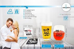 img 3 attached to 🍻 The Mediaholics Mr. Right and Mrs. Always Right - Beer and Wine Glass Combo with Coaster Set - Perfect Wedding Engagement Housewarming Couples Gift - Funny Novelty Present in a Gift Box