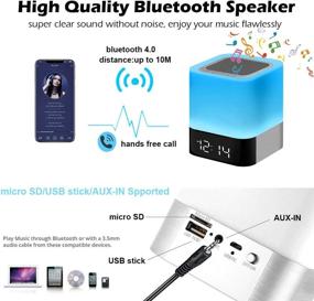 img 3 attached to Настольная лампа с Bluetooth-динамиком, будильником, MP3-плеером и диммируемым RGB светодиодным светом - совместима с USB-накопителем/картой MicroSD/AUX