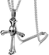 🔮 vintage gothic biker pendant necklace - retro stainless steel skeleton skull cross design logo