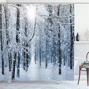 img 2 attached to ❄️ Winter Wonderland: Ambesonne Snowy Forest Shower Curtain - Stunning Xmas Nature, Fabric Bathroom Decor Set with Hooks - 70'' Long, Black White Slate Blue