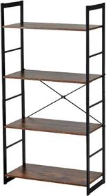 img 2 attached to 📚 EROMMY Bookshelf Rack: 4 Tier Vintage Industrial Storage Organizer for Modern Offices and Home