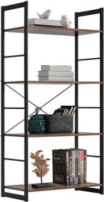 img 4 attached to 📚 EROMMY Bookshelf Rack: 4 Tier Vintage Industrial Storage Organizer for Modern Offices and Home