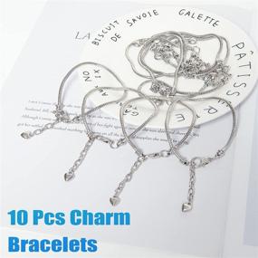 img 3 attached to 🔗 JETEHO 10 Pcs 7.87 Inch Silver Snake Chain Charm Bracelets: Ideal for Jewelry Making and European Charm Bracelets