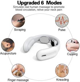 img 3 attached to 🔥 Беспроводной массажер для шеи NECKFIVE с подогревом, электрическими импульсами для облегчения боли и расслабления - интеллектуальное устройство для массажа триггерных точек шеи, 3 режима, 15 уровней, портативный для мужчин и женщин (белый)