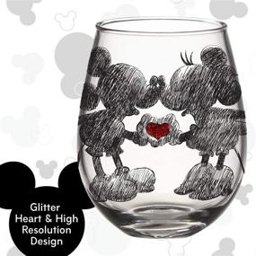 img 2 attached to ✨ Sparkle up your drinkware collection with the Silver Buffalo Disney Mickey and Minnie Classic Heart Glitter Stemless Glass, 20-Ounce!