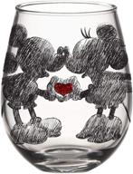 ✨ sparkle up your drinkware collection with the silver buffalo disney mickey and minnie classic heart glitter stemless glass, 20-ounce! logo