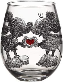 img 4 attached to ✨ Sparkle up your drinkware collection with the Silver Buffalo Disney Mickey and Minnie Classic Heart Glitter Stemless Glass, 20-Ounce!