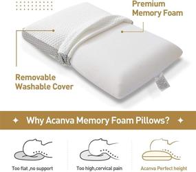 img 2 attached to 🛏️ Acanva Memory Foam Bed Pillows for Sleeping with Washable Removable Cover - Ideal for Side, Back, and Stomach Sleepers - Size 16" x 24" - Color: White