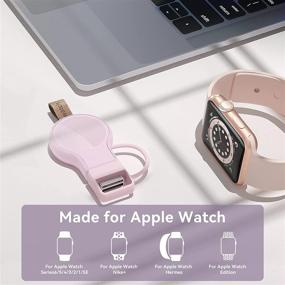 img 3 attached to 🔌 НОВИНКА Apple Watch Беспроводное Зарядное Устройство 2 Пакета - Портативное Магнитное Автомобильное Зарядное Устройство для Быстрой Зарядки серии SE/6/5/4/3/2/1 (Розовое)