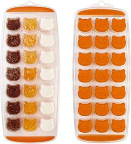 img 4 attached to Ice Cube Tray and Chocolate Mold Set - Easy Release, BPA Free, Dishwasher Safe - 2 Pack, Candy & Cat Ice Mold - Orange AICHOOF