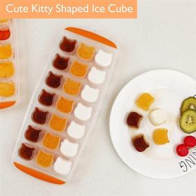 img 1 attached to Ice Cube Tray and Chocolate Mold Set - Easy Release, BPA Free, Dishwasher Safe - 2 Pack, Candy & Cat Ice Mold - Orange AICHOOF