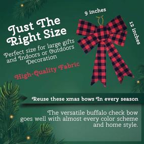 img 2 attached to 🎄 Exquisite 6-Pack Buffalo Plaid Christmas Tree Decoration Bows - 9 x 12 Inches Indoor/Outdoor Holiday Bow Set for Wreaths, Festive Plaid Christmas Decor