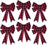 🎄 exquisite 6-pack buffalo plaid christmas tree decoration bows - 9 x 12 inches indoor/outdoor holiday bow set for wreaths, festive plaid christmas decor logo