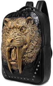 img 3 attached to Studded Backpack Leather Bookbag Lion Black: Stylish and Practical Carryall for Everyday Use