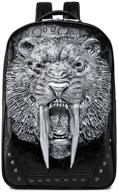 studded backpack leather bookbag lion black: stylish and practical carryall for everyday use логотип