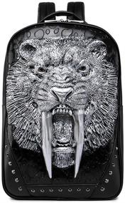 img 4 attached to Studded Backpack Leather Bookbag Lion Black: Stylish and Practical Carryall for Everyday Use