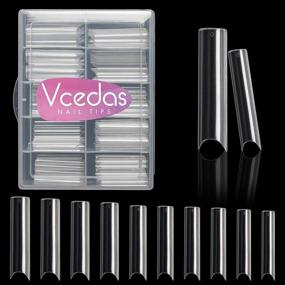 img 4 attached to 💅 100PCS Extra Long Straight Square Tips for Acrylic Nails - Vcedas Half Cover Extra Long C Curve Nail Tips with Box