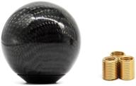 🏎️ tasan racing carbon fiber style gear shift knob: universal round ball type stick shifter in black, with 3 adapters logo