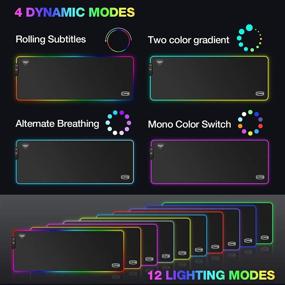 img 3 attached to 🖱️ Коврик для игровой мыши CP3 RGB - 12 режимов подсветки, XXL размер, противоскользящая резиновая основа, водонепроницаемый - Идеально подходит для игр и работы - 31.5 X 11.8 дюймов.