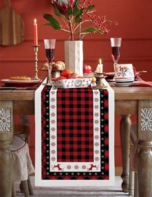 img 3 attached to 🎄 Christmas Runner Red Check Cotton Linen Winter Tablerunner: Ideal Food Service Equipment & Supplies for Festive Dining