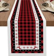 🎄 christmas runner red check cotton linen winter tablerunner: ideal food service equipment & supplies for festive dining логотип