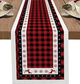 img 4 attached to 🎄 Christmas Runner Red Check Cotton Linen Winter Tablerunner: Ideal Food Service Equipment & Supplies for Festive Dining