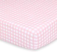 pink white check fitted sheet logo