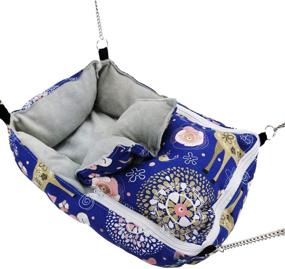 img 3 attached to 🏔️ Winter Warm Hanging Cave Bed: Guinea Pig, Rabbit, Hedgehog, Sugar Glider, Squirrel, Hamster Snuggle Sack for Cage (Pack of 1), Blue