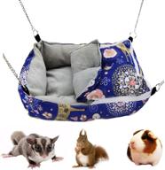 🏔️ winter warm hanging cave bed: guinea pig, rabbit, hedgehog, sugar glider, squirrel, hamster snuggle sack for cage (pack of 1), blue logo