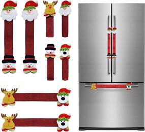 img 4 attached to 🎄 Christmas Refrigerator Handle Covers Set of 8 - Santa & Snowman Door Handle Cover Kitchen Appliance Covers for Fridge, Microwave, Oven, Dishwasher - Holiday Decoration