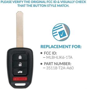 img 1 attached to Брелок Keyless2Go для замены ключа для Honda Accord и Civic 2016-2017 (модель: 35118-T2A-A60)