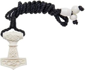 img 3 attached to 🔨 Handcarved Bone Norse Thor Hammer Amulet Necklace - 81stgeneration Women's Men's Celtic Charm Pendant