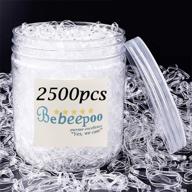 bebeepoo 2500pcs clear elastic hair bands in a box - mini hair rubber bands, soft hair elastics ties 2mm width, 30mm length - strong & reusable logo