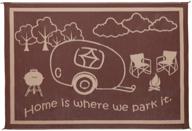 outdoor rv home patio reversible mat 🏕️ - brown/beige, 8ft x 18ft: stylish camping essential logo