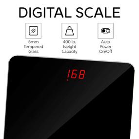 img 2 attached to 🚿 High-Capacity 400lb Bathroom Scale with Stylish All Black Glass Surface