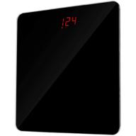 🚿 high-capacity 400lb bathroom scale with stylish all black glass surface logo