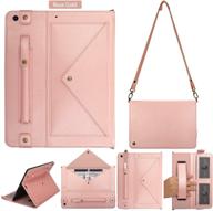 📱 szjcltd ipad case (9th / 8th / 7th gen) 10.2 inch - rose gold pu leather, card slots, kickstand, money pocket, shoulder & hand straps, pencil holder logo