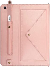 img 3 attached to 📱 SZJCLTD iPad Case (9th / 8th / 7th Gen) 10.2 Inch - Rose Gold PU Leather, Card Slots, Kickstand, Money Pocket, Shoulder & Hand Straps, Pencil Holder