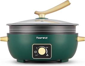 img 4 attached to Topwit Electric Hot Pot: 5L Adjustable Power Control, Nonstick Frying Pan, Multifunction Skillet with Tempered Glass Lid - Perfect for Shabu Shabu, Noodles, and Sautéing