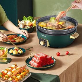 img 3 attached to Topwit Electric Hot Pot: 5L Adjustable Power Control, Nonstick Frying Pan, Multifunction Skillet with Tempered Glass Lid - Perfect for Shabu Shabu, Noodles, and Sautéing