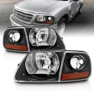 🚗 enhanced visibility with amerilite black crystal headlights and corner parking set - 4 pieces for ford f150 f-150 harley lighting - driver and passenger side логотип