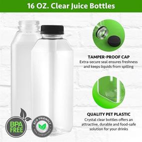 img 3 attached to 35 Pack 16 oz. Clear Plastic Bottles 🧃 with Black Caps - BPA Free Empty Juice Containers