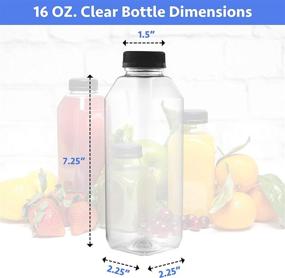 img 2 attached to 35 Pack 16 oz. Clear Plastic Bottles 🧃 with Black Caps - BPA Free Empty Juice Containers