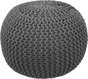 img 4 attached to 🪑 COTTON CRAFT - Handmade Grey Cable Style Dori Pouf Ottoman - Unique Cotton Braid Cord Seating - 20 Dia x 14 High