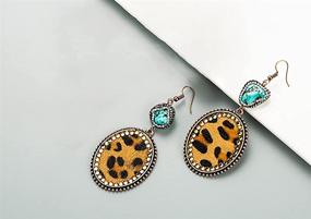 img 2 attached to 🐆 Stylish Vintage Leopard Print Dangle Earrings with AB Crystal and Turquoise Stone - Perfect Statement Jewelry Gift for Women and Girls!