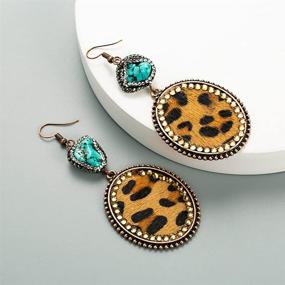 img 1 attached to 🐆 Stylish Vintage Leopard Print Dangle Earrings with AB Crystal and Turquoise Stone - Perfect Statement Jewelry Gift for Women and Girls!