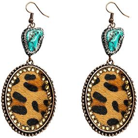 img 4 attached to 🐆 Stylish Vintage Leopard Print Dangle Earrings with AB Crystal and Turquoise Stone - Perfect Statement Jewelry Gift for Women and Girls!