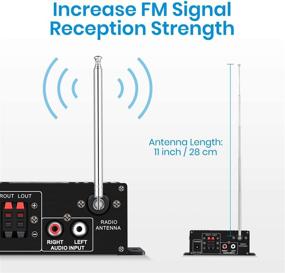 img 3 attached to Мини-усилитель Moukey домашнего аудио Bluetooth 5.0: 50W 2-канальный мощный аудиоприемник FM USB AUX - пульт ДУ и блок питания для автомобиля, дома, планшетов, телефонов, компьютеров - MAMP2