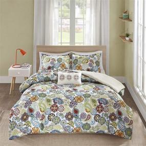 img 3 attached to 🌺 Mi Zone Tamil Teen Girls Duvet Cover Set - Green White Floral, Full/Queen Size